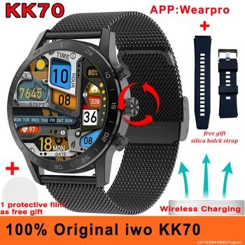 Originalus KK70 PPG EKG Smart Watch Vyrų įkrauti Belaidžiu ryšiu 