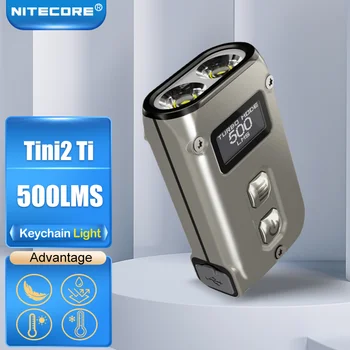 Originalus NItecore TINI2 Ti LED Žibintuvėlis Pultelio Šviesos 500 Liumenų USB Įkrovimo Šviesos OLED Ekranas, Dual-Core Pultelio Šviesos