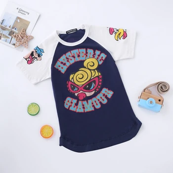 Paprasta cartoon vaikų berniukų ir mergaičių kūdikių trumpas rankovėmis vasarą medvilnės drėgmės wicking apvalios kaklo vaikų marškinėliai