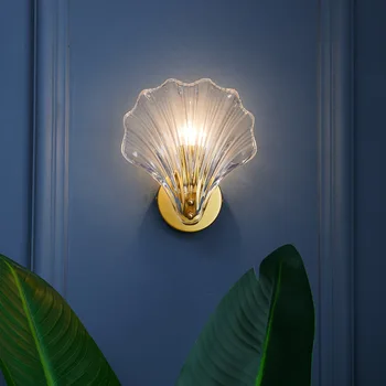 paprasta shell stiklo sienos lempa, miegamojo, italijos kambario naktiniai kambarį altoriaus laiptų fono sienos lempos