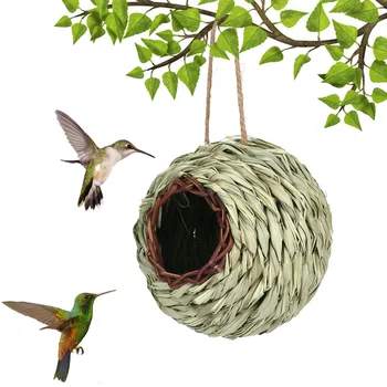 Paukščių Lizdą Paukštis Narve Natūralios Žolės Kiaušinių Narve Paukštis Namo Lauko Dekoratyviniai Supintas Kabo Papūga Lizdą Namų Augintinio Miegamasis