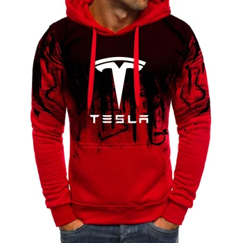 Pavasarį, Rudenį Mens Hoodies Sportwear Tesla Automobilio Logotipas Spausdinti Aukštos Kokybės Medvilnės Viršūnes Atsitiktinis Didelio Dydžio Vyrų Hoodie Palaidinukė
