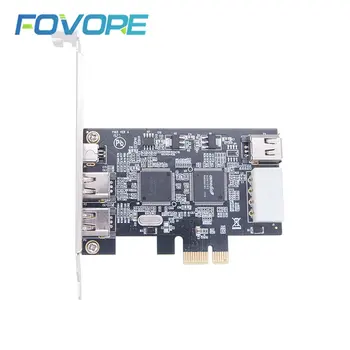 PCI-e 1X IEEE kai 1394a 4 Port(3+1) Firewire Card Adapter PCIe PCI Express Vidaus 1394 A 6Pin 4 Pin IEEE 1394 Kabelį, Skirtą Staliniams kompiuteriams