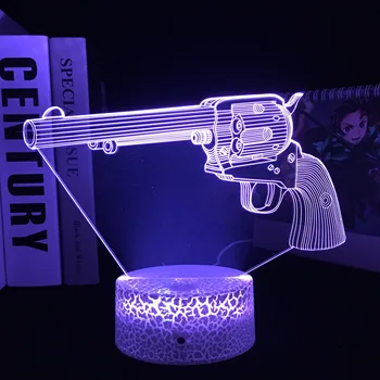 Pistoletas Žaidimas Ginklas 3D LED Nakties Šviesos Gun Spalva Keičiasi Baterija USB Lempa Vaiko Kambario Dekoro nepakartojama Dovana Žaidėjai