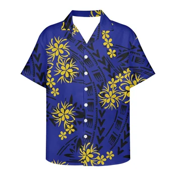 Polinezijos Genčių Havajų Totemas Tattoo Havajai Spaudinių Vyrų Havajų Marškinėliai Atvartas vyriški Marškiniai Vasaros trumpomis Rankovėmis Prarasti US Dydis