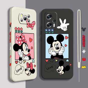 Pora Minnie Mouse Pele Xiaomi POCO X5 M5 C40 M4 X4 F4 C40 X3 NFC F3 GT M4 M3 M2 Pro 4G 5G Skysčio Kairėje Virvę, Telefono dėklas