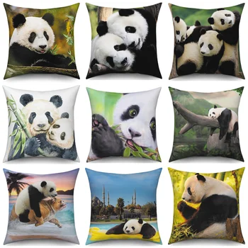 Pritaikoma Namų Sofa-Lova Dekoratyvinės Pagalvės, Pagalvė Padengti Mielas Panda Print Dekoratyvinė Pagalvėlė Padengti