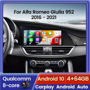 Qualcomm Sistema, 8 core Android 10.0 už Alfa Romeo Giulia 952 2017 2018 2019 Stereo Grotuvas GPS Navigaciją HeadUnit Carplay AUTO