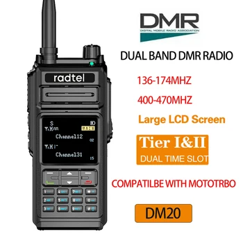 Radtel DM20 Dual Band Digital & Analog DMR Radijo Pakopa 1+2 Dual Laiko Tarpsnių Ilgo Nuotolio Walkie Talkie 136-174 & 400-400MHz 5w SMS