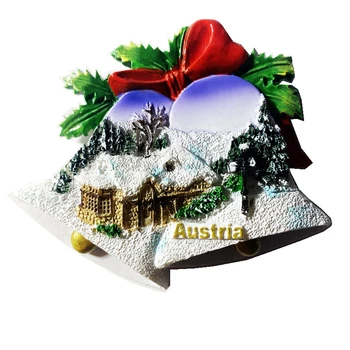 Rankų darbo Austrija Sniego Peržiūrėti Liaudies Gyvenimo Kelionė Bell 3D Šaldytuvas Magnetai Turizmo Suvenyrai, Šaldytuvas Magnetiniai Lipdukai Dovanų