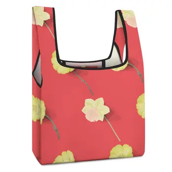 Raudona Spausdinimo Pirkinių Krepšiai, Sulankstomas Maisto Maišą Moterų Medvilnės Audinio Shopper Bag Užsakymą Totebag Saugojimo Tote Bag