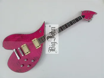 raudonos spalvos, širdies formos bauda elektrinė gitara 22 nervintis masto ilgis 628mm raudonmedžio fingerboard