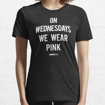 Reiškia, Mergaitės, Balta Teksto trečiadieniais Mes Dėvėti Rožinė T-Shirt viršūnes moterų medvilnės t marškinėliai moterims negabaritinių marškinėliai