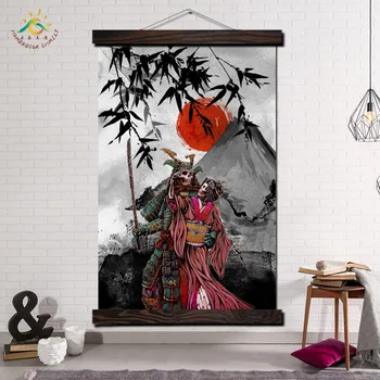 Samurajus Pora Skeletas Modernios Sienos Menas Spausdinti Pop Art Plakatai ir Spausdina Pažymėkite Drobės Tapybos sienos nuotraukas, už kambarį