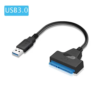 SATA į USB 3.0 / 2.0 Kabelį Iki 6 Gb 2,5 Colių Išorinį HDD SSD Kietąjį Diską SATA 3 22 Pin Adapteris USB 3.0 prie Sata III Laido