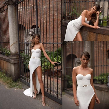 Seksualus Pusės Split Vestuvių Suknelės Apvalkalą Stebėjimo 3D Taškeliais Audinio Vestido De Noiva Užsakymą Pagaminti Vestuvių Suknelė