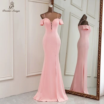 Seksualus, rožinės spalvos, Vakaro suknelės Undinė promenadzie suknelė chalatas de soiree de mariage vestidos de promocion Bridesmaid dresses