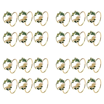 Servetėlių Žiedas Golden Pearl Gėlių Servetėlių Žiedai 24 Metalinis Servetėlių Laikiklis Vestuves Vakarienės Stalo Apdailos