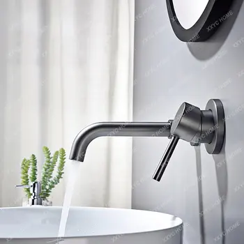 sieniniai juoda žalvario vonios maišytuvas su tinku dizaino 2-hole vienu rankena šalto ir karšto dual-control baseino Bakstelėkite