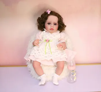 Silikono Reborn Baby Baigė Su Plaukų Šaknys Garbanotas Plaukų Džiugu Minkštas Kūno Lėlės Dovaną Jau Dažytos Lėlės Žaislas Elegantiška Kolekcija