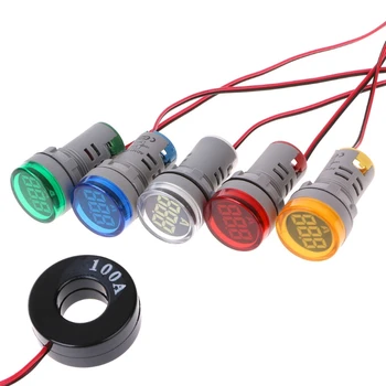 Skaitmeninis Displėjus, KINTAMOSIOS Srovės Indikatorius 22mm Apvalios Galvos LED Srovės Testeris 0~100A Ammeter Stebėti Naudoti Buityje Dropship