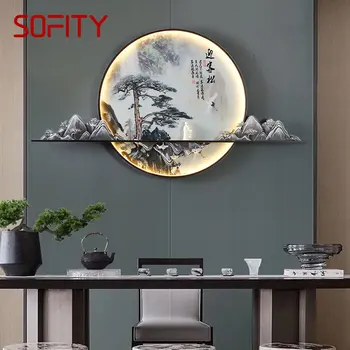 SOURA Modernios Sienos Nuotrauka Lempos Viduje Kūrybos Kinijos Kraštovaizdžio Freskos Fone Naktiniai Sconce LED vidaus Gyvenimo Miegamasis