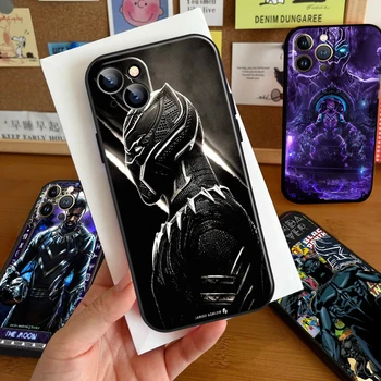 Stebuklas Keršytojas Black Panther Telefono dėklas Skirtas iPhone 14 13 12 11 Pro Max 12 13 X Mini XR XS Max 7 8 Plius Juoda atsparus smūgiams Atvejais
