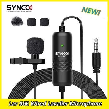 SYNCO Lav-S6E Laidinio Lavalier Microphone Įvairiakryptė Kondensatoriaus Atvartas, Mic, 