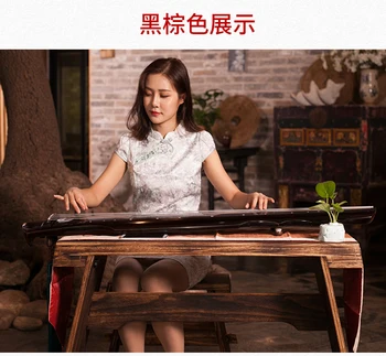 tamsiai rudos guqin fu xi Tipas Lyra Kinijos 7 Stygos Senovės Zither senas Kinų muzikos instrumentas Gu Čin kietas AAA eglės Guqin
