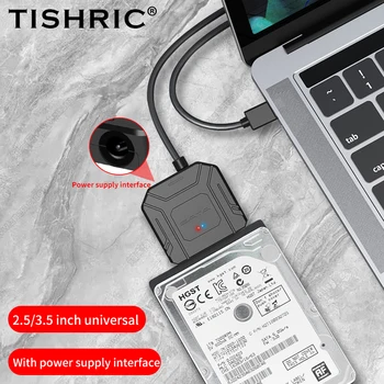TISHRIC SATA į USB 3.0 Tipo C Iki 7 15 22pin Kabeliai Išorės Galia 2.5 3.5 SSD HDD Kietasis Diskas SSD Konverteris, 5TB 6Gbps