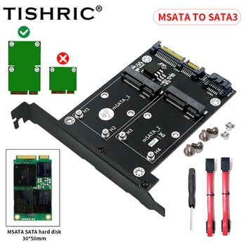 TISHRIC SSD M2 Msata Į Sata3.0 2.5 Adapteris M. 2 SSD Kietąjį Diską Riser Card Dual Msata Sata Konverteris Pridėti Kortelės PC Nešiojamas kompiuteris