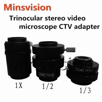 Trinokulinis Stereo Mikroskopas, CMOS Kameros Adapteris SZM CTV1/2 1/3 C-mount 25mm Objektyvas su 28mm Perduoti Uosto Pusė-dėmesys gali pamatyti nuotrauką
