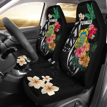 Tuvalu Automobilių Sėdynių užvalkalai herbas Polinezijos Su Hibiscus,Pakuotėje 2 Universalus Priekinės Sėdynės Apsauginis Dangtelis