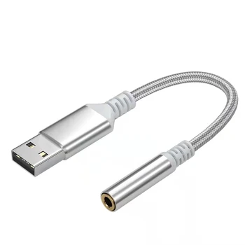 USB adapteris, 3,5 mm kištukas apvalia skyle mobiliojo telefono ausinės garso kabelis prijungti prie stalinio kompiuterio keitiklis išorės garso YCT
