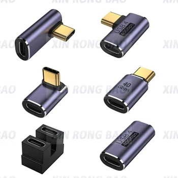 USB C 4.0 Adapterius, U-Formos, Tiesus Kampas Įkrovimo Adapteris C Tipo Moterų Tipas-C, Vyrų 40Gbps Greitas Duomenų Adapteris Keitiklis 100W