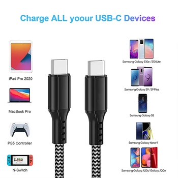 USB C su USB C kabelio 100W, tinka greito įkrovimo iš 