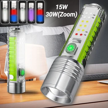 UV LED Žibintuvėlis USB Įkrovimo Pultelio Šviesos 8 Režimai Mini Žibintuvėlis Tikrinimo Lempą Pusėje Šviesos Fakelas, Pinigų Detektoriai, UV Lempa