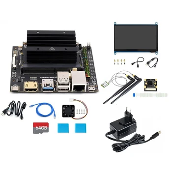Už Jetson Nano 4G Lite DEV Kit+Core Board+64G SD Kortelę+CardReader+7Inch Ekranas+Kamera+Tinklo plokštė+Galia-ES Plug