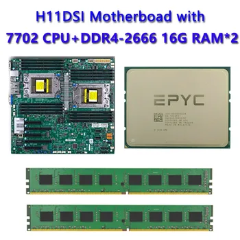 Už Supermicro H11DSI pagrindinės Plokštės Lizdą SP3 180W TDP su Dviguba EPYC 2*7702 CPU Procesorius 2vnt DDR4 16GB 2666mhz RAM REV2.0
