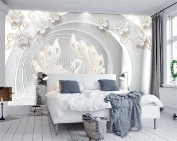 Užsakymą tapetai, 3D foto freskos swan papuošalai gėlių fone sienos kambarį miegamojo tapetai фотообои papel de parede обои
