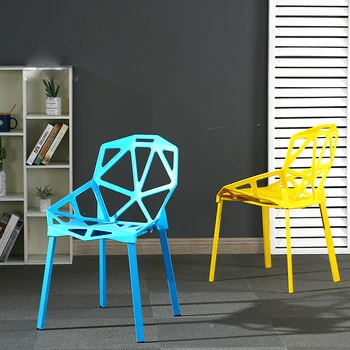 Valgomojo Kėdė Kūrybos Dizaineris Geometrinis Tuščiaviduriai Valgomojo Kėdė Suaugusiųjų Fotelis Pieno Arbata Parduotuvė Kavos Parduotuvė Plastiko Valgomojo Kėdės