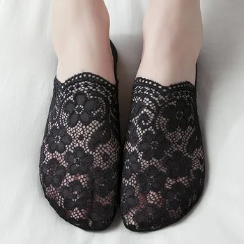 Valtis kojinės moterų medvilnės seklių korėjos nėrinių nematoma silikono neturi nukristi kulno kojinių padengti vasaros plonas modelis