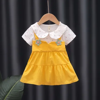 Vasaros Baby Girl Suknelė Lėlės Apykaklės-Line Princesė Suknelė Gėlių Vestuvių Kostiumai Vaikams Laisvalaikio Drabužiai Vaikas Apranga Kūdikių A1023