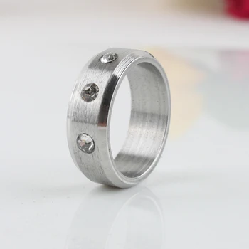 vestuvių žiedai, sidabro spalvos, 3 kalnų krištolas žiedai 316L Nerūdijančio Plieno, vyrai, moterys, žiedas, papuošalų didmeninė daug