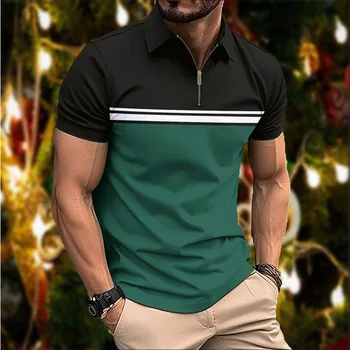 Vyriški Polo marškinėliai trumpomis rankovėmis vasaros atsitiktinis vyriškų drabužių mados 3D atspausdintas atlapas su užtrauktuku puloveris vyrų verslo Polo marškinėliai