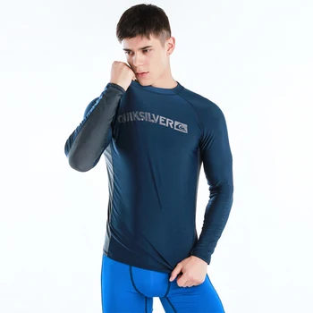 Vyrų maudymosi kostiumėlį Plaukimo T-shirt Paplūdimio UV Apsauga maudymosi Kostiumėliai ilgomis Rankovėmis, Banglentės, Nardymas maudymosi kostiumėlį Naršyti T-shirt V-6XL