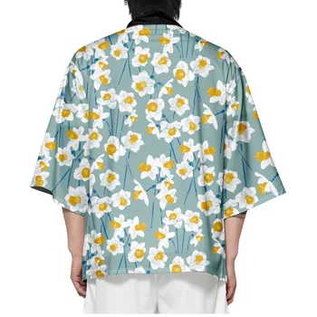 Vyrų, Moterų, Gėlių Kimonos Japonijos Drabužius Cardigan Cosplay Yukata Moterų Vasaros Atsitiktinis Paplūdimio Marškinėliai Palaidinė