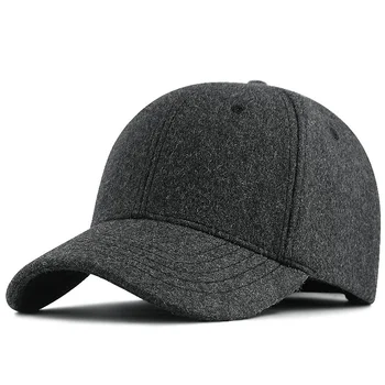 Vyrų Žiemos didelio dydžio veltinio beisbolo kepuraitę didelis galvos vyrų, vilnos-liniuotas sporto skrybėlę plius dydis vilna snapback kepurės 56-60cm 61-65cm