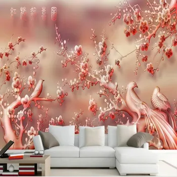 wellyu Pritaikyti didelės apimties freskomis jade Hongmei gera naujiena sofa-lova, TV foną, neaustinių ekrano užsklanda papel de parede