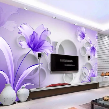 wellyu Užsakymą tapetai 3d fantasy violetinė lily skaidrios gėlės elegantiškas ir gražus mados 5d sienos dokumentų namų dekoro 8d